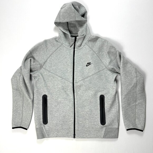Nike Mens Windrunner Tech Fleece Gray Full Zip Hoodie NWT Sz XL FB7921-063 - Picture 1 of 7